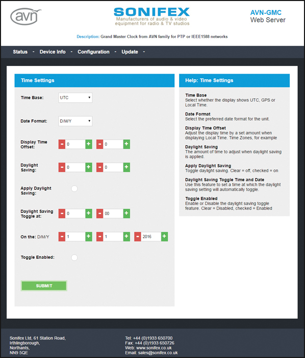 AVN-GMC Time Settings